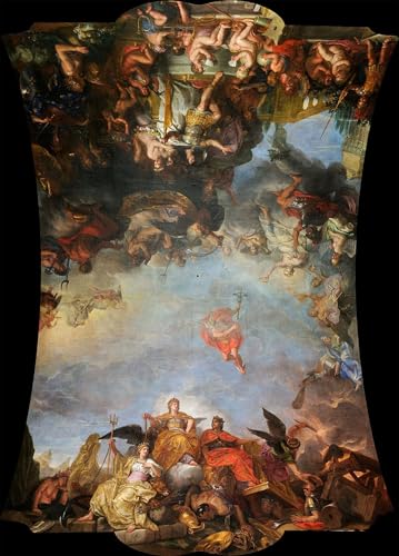 Pintura mural vintage de Charles Le Brun para decorar el dormitorio con arte clásico
