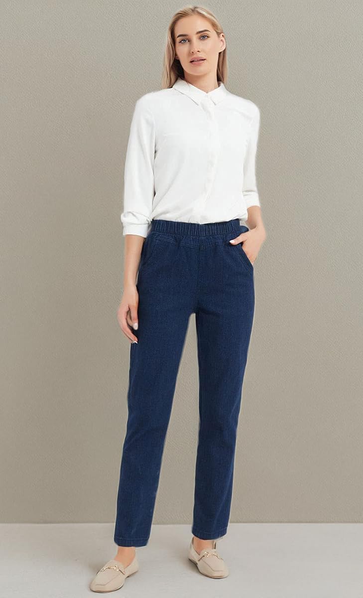 Soojun Women's Elastic Waist Jeans Stretch Pull On Pants - Image 10