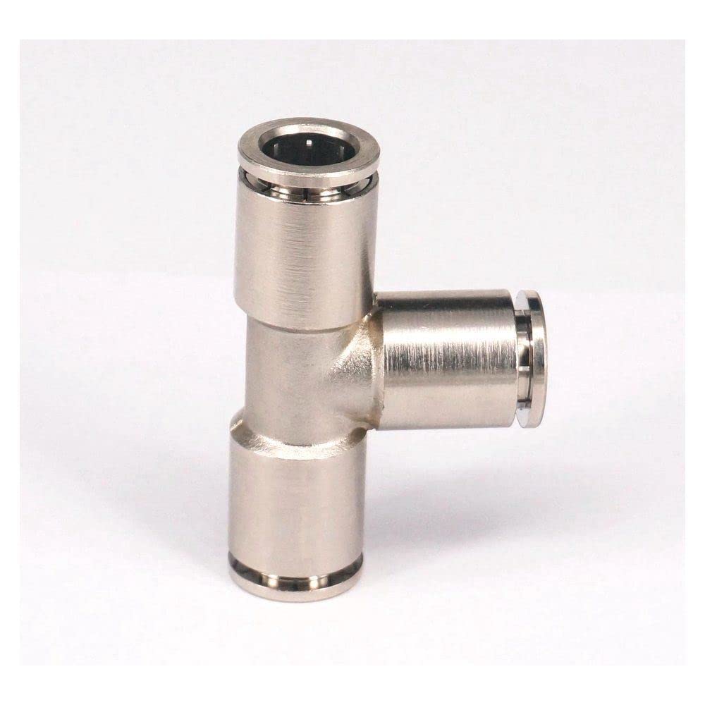 Fit Tube O/D 10mm Pneumatic Nickel Brass Tee 3 Way Push in Connector Union Quick Release Air Fitting Plumbing