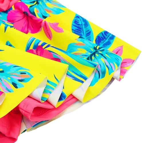 Image of Girls Swimsuit One Piece UPF 50+ Floral Skirted Bathing Suit Modest Beach Swim Dress 3-11 Years