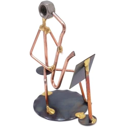 Baritone Saxophone with Music Stand Collectible Handmade Metal Art Figurine, Desk Accessories, Trophy, Band, Office Décor, Musical Instrument