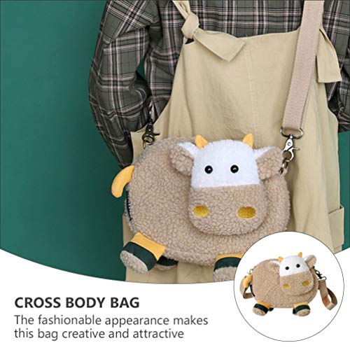 KESYOO Bolsas Crossbody Bolsa de Lona de Pelúcia Em Forma de Vaca Bolsa de Ombro Casual Bolsas Hobo