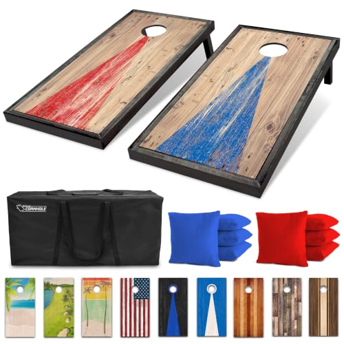 Image of GoSports 4 x 2 ft Regulation Size Wood Cornhole Boards - 10 Vintage Wood Designs (Choose Your Style)