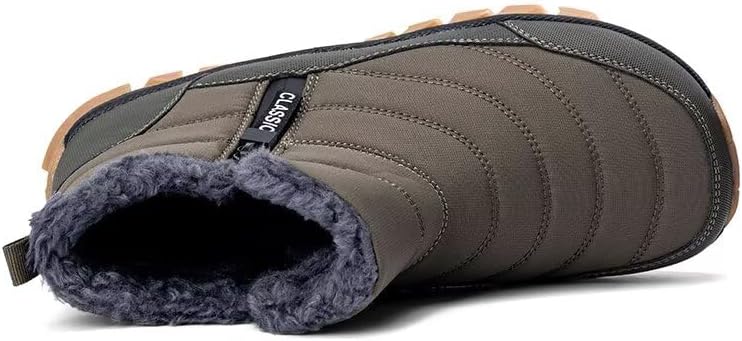 Jakcuz Mens Snow Boots Waterproof Fur Lined Warm Winter Boots Men Zipper Snow Ankle Shoes Outdoor Anti-Slip Lightweight Hiking Boot