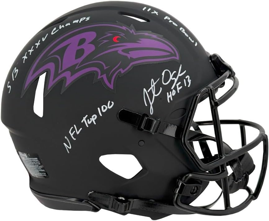 Jonathan Ogden 4 INSC Autographed Baltimore Ravens Eclipse Authentic Full Size Football Helmet - BAS