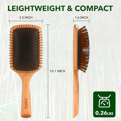 Jorplixy Hair brush for Men and women,Wet Brush with Wooden Handle, Curly Hair brush, Air Cushion Brush, Wooden Paddle for Thick/Thin/Fine, Wet & Dry Styling, Square Large brush