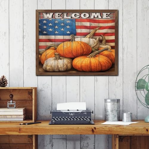 Panneau de bienvenue en bois 40x50 cm avec fleurs d'automne