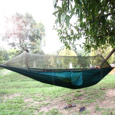 Sourgeny Hammocks, Swings, Chairs, Outdoor, Indoor, Single, Double, Plus Broadband Mosquito Nets, Parachute Mesh, Ultra Light Camping, Anti Rollover,Green 250X120Cm Nets