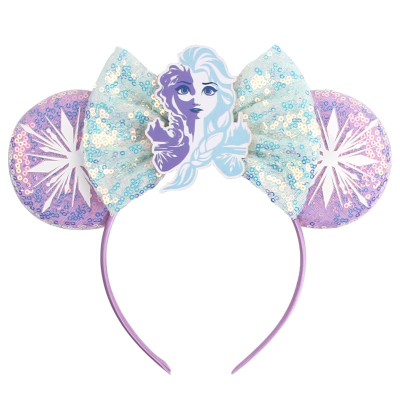 AQOKKA Diademas de orejas de ratón con lazo, orejas de Minnie para cosplay, accesorios para el cabello para mujeres y niñas, decoración de fiesta de cumpleaños, estilo o, 4.1 inches (diameter of ears