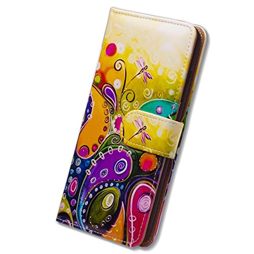 Bcov Galaxy S10 Plus Case, Colorful Dragonfly Flip Wallet Leather Cover Case With Credit Card Holders, Kickstand, Magnetic Closure For Samsung Galaxy S10 Plus/S10+ #TOP7