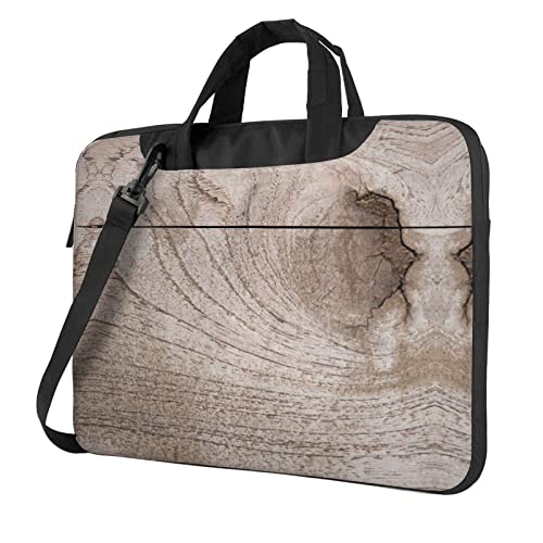 Bolso para laptop con diseño madera, negro, unisex miniatura 1