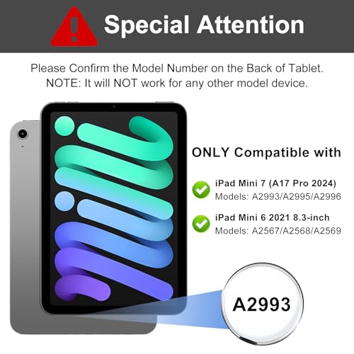 Image of SENGBIRCH Keyboard Case for iPad Mini A17 Pro 7th 2024 & 6th Gen 2021 8.3 Inch Raised Floating Stand Keypad with Multi-Trackpad, Colors Backlit, Pen Holder, Black