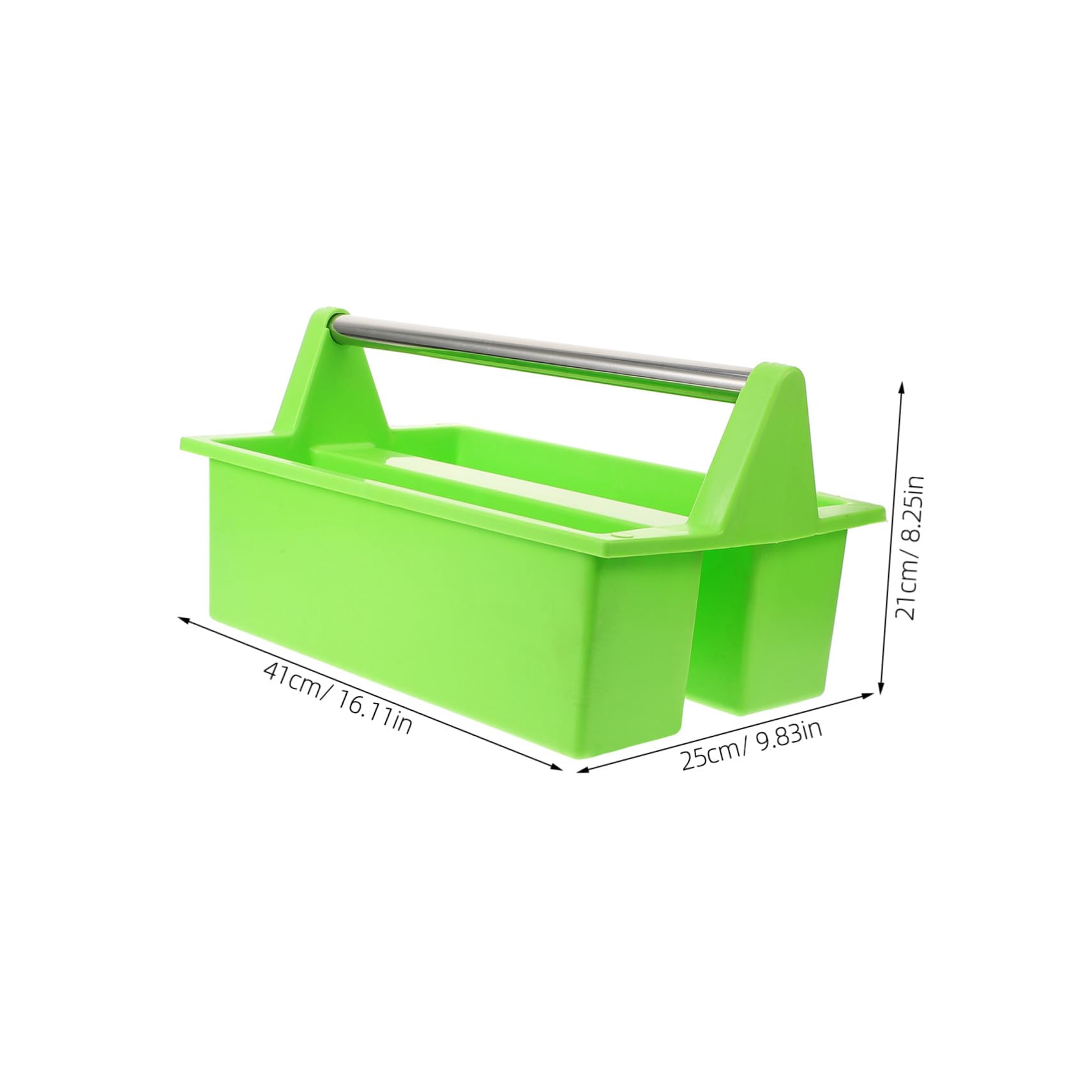 Cabilock Cesta de Limpieza Asa, Plástico Verde, 2 Compartimentos | Organizador Doméstico, Huecos Separados para Escobillas y Paños, Formato Portátil para Orden de Útiles