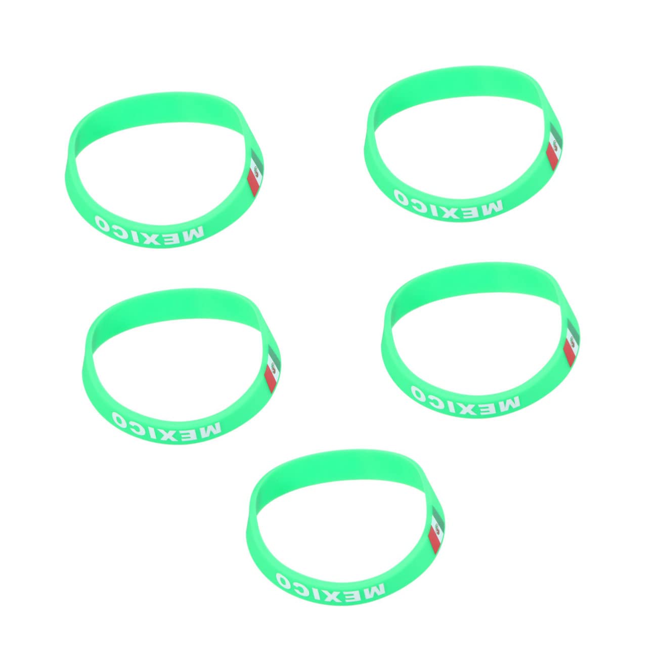ifundom 5Pcs Country Flag Printed Silicone Wristband Soft Comfortable Sports Bracelet for Football Matches and Games Durable and for Cheering Mexico
