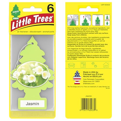 Image of LITTLE TREES Car Air Freshener | Hanging Tree Provides Long Lasting Scent for Auto and Home | Jasmine, 24 Air Fresheners (Pack of 36)