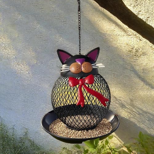 Mangeoire pour oiseaux chat en métal : stop aux écureuils au jardin - 4