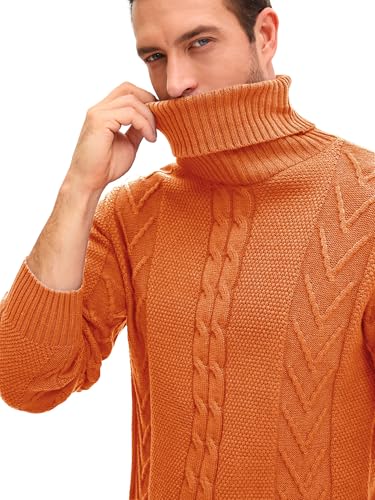 Men's Turtneck Pullover Sweaters Cable Knit Casual Pullover Sweater3
