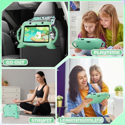 Image of MengDash Kids Tablet 7 inch Android 11 for Toddler, 3GB RAM 32GB ROM Parental Control Dual Camera with Case for Educational (Mint Green)