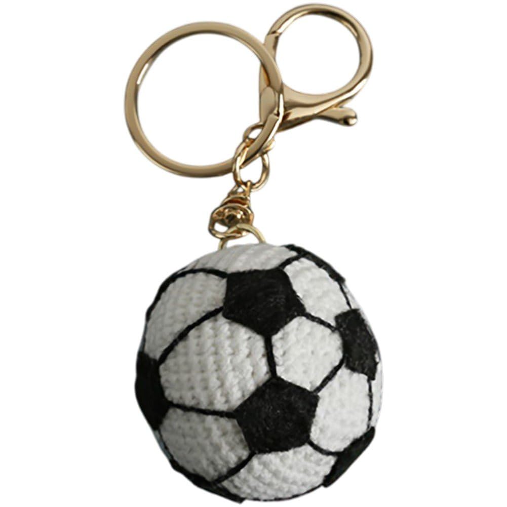 Danlai Soccer Football Keychain Handmade Crochet Keyring for Car Keys, Cute Sport Ball Keychain for Soccer Fans