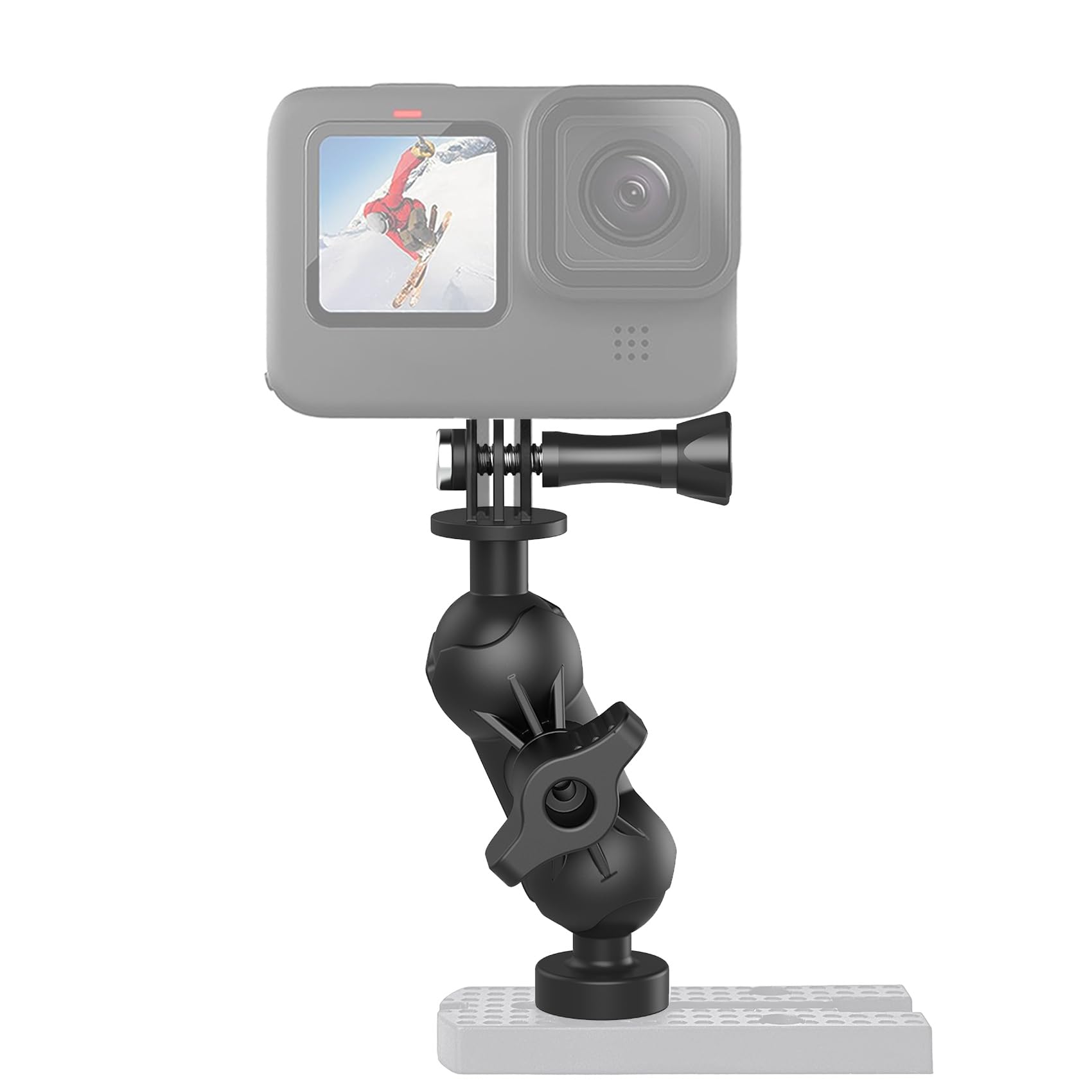 Universal Kayak Action Camera Mount 360 Degree Adjustable Kayak Rail Track Camera Holder Compatible with GoPro Three-Prong Mounts