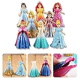 8pcs Cute Princess Action Figures Changed Dress Doll Kids Girl Toy XMAS Gift