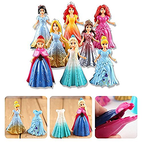 8pcs Cute Princess Action Figures Changed Dress Doll Kids Girl Toy XMAS Gift