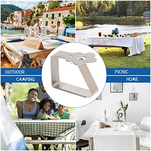 Skycase Tablecloth Clips,4 Packs Cute Stainless Steel Tablecloth Cloth Cover Clamps Holder, Table Cloth Holder & Skirt Clips,Picnic Table Clips For Kitchen Dining Party Outdoor Wedding Picnics,Flower #TOP6