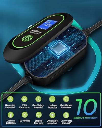 AplysiaTech Level 2 Fast EV Charger, 240V, 50Amp, 12KW Adjustable Current & Schedule Charging,Home Wall Mount Electric Vehicle Charging Station,SAE J1772 Charger, NEMA14-50P with 25ft Premium Cable.