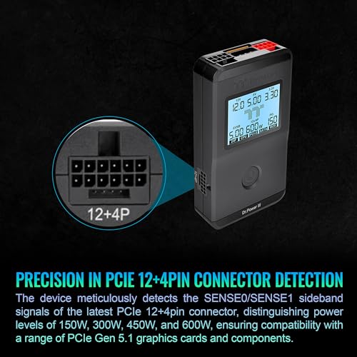 Image of Thermaltake Dr. Power III Pro; ATX Power Supply Tester; Voltage /Continuity /PG; up to ATX12V v3.1 spec; 24pin Main Board /12V-2X6 / 4+4 EPS /6+2 PCIe /SATA /Molex; Color Display; Black; AC-083-OO1NAN-A1
