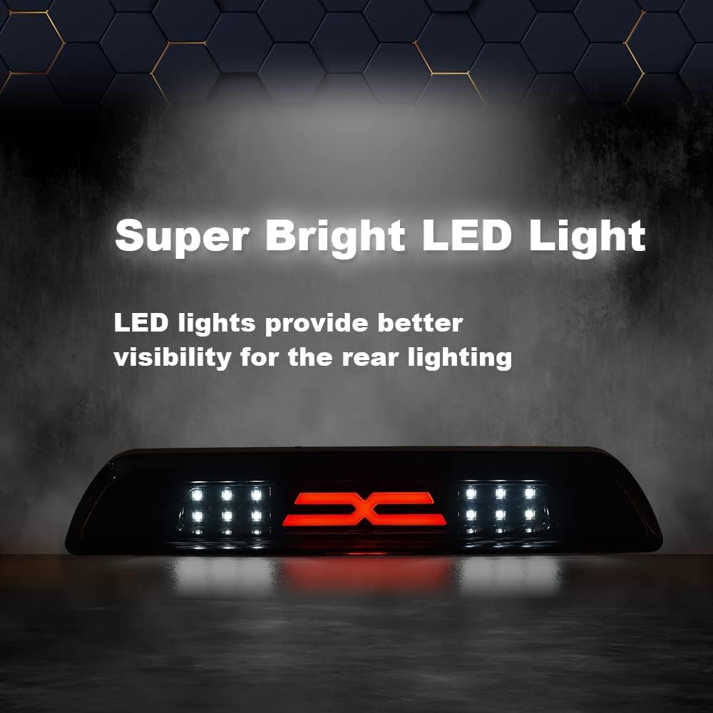PIT66 LED 3rd Brake Light, Compatible with Toyota Tundra 2007-2018 High Mount LED 3rd Thrid Tail Cargo Brake Light Smoky Lens Black Housing