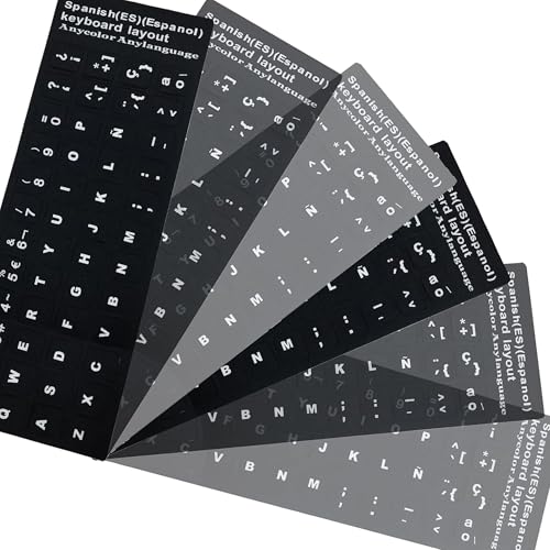 6x Pegatinas en Vinilo Lavable para Teclado Español de Repuesto Profesional con Letras Blancas Adecuadas para Cualquier Teclado Estándar de Ordenador Laptop Notebook o Computadora Portátil 6Pcs 51031