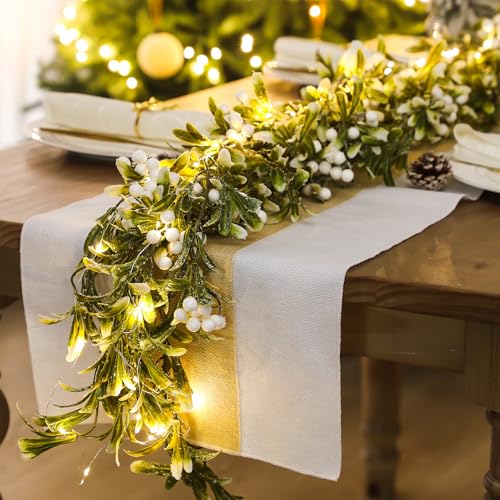Janinka 4 Pcs 24 ft Christmas Mistletoe Garland Each 6ft