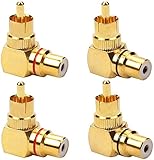 Fácil de usar: este adaptador RCA tiene una estructura científica y una carcasa de metal sólido con un conector RCA chapado en oro; se extiende menos de 1 pulgada desde el puerto RCA; el enchufe RCA correcto tiene una función de 360 ​​grados fácil de manejar y se puede enchufar fácilmente.