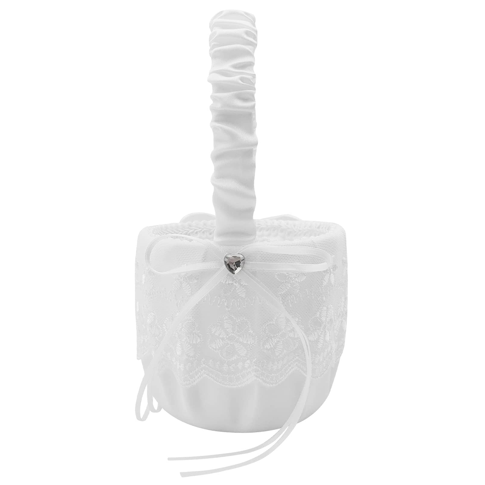 2 Stück Blumenmädchen Korb mit Henkel Blumenkorb Hochzeit Weiß