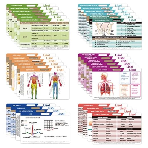 Nursing Badge Reference Cards - EKG, Vitals, Lab Values, Spanish Translation etc. RN Gifts for Nurses, Nursing School Student Essentials Supplies, Badge Buddy Nursing Cheat Sheets for ER CNA LVN IPN
