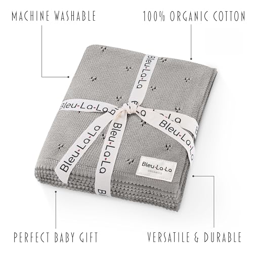 Image of Luxury Organic Cotton Baby Quilt Blanket (Pointelle - Dove Grey)