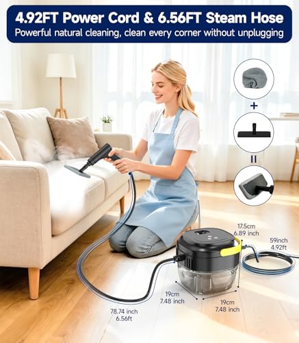 Image of Handheld Steam Cleaner, 1.7L Tank, 6-Level Adjustable,15s Heat-Up Portable Steamer for Cleaning, 1500W High Pressure Steamer, 15Pcs Accessories Steam Cleaner for Home Kitchen Grease Car Detailing