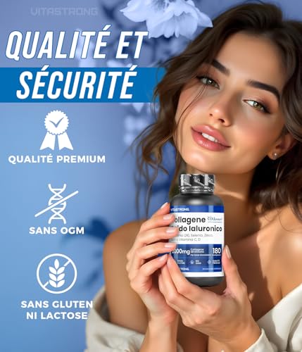 COLLAGENE et ACIDE HYALURONIQUE Vitastrong - 2000mg Collagène COLLinstant avec Biotine, Coenzyme Q10, Zinc, Sélénium, Vitamine C, Vitamine D - Formule Efficace - Qualité Premium – Image 7