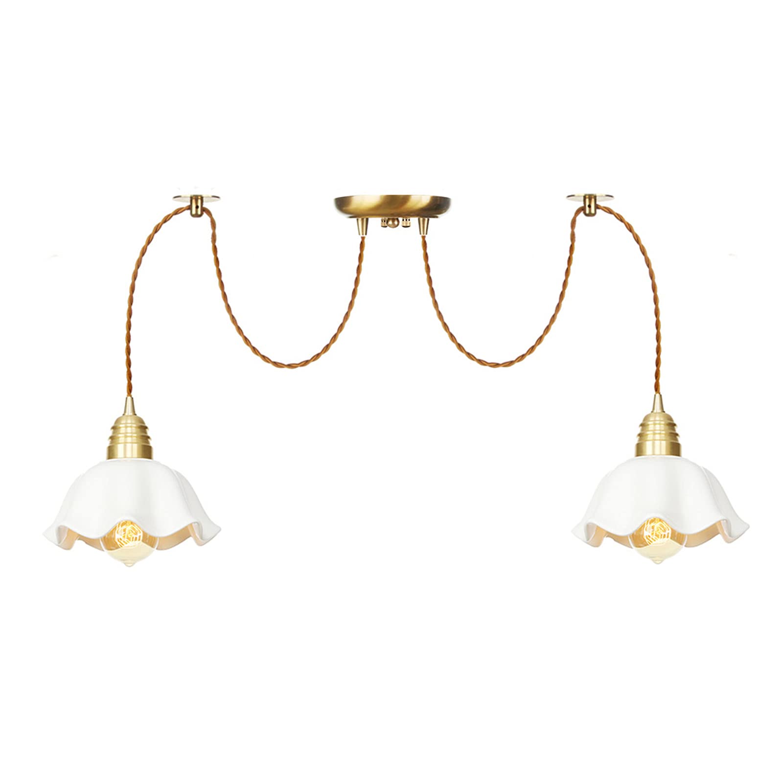 Abat-jour en céramique anti-éblouissement, lustre moderne réglable 2 lumières