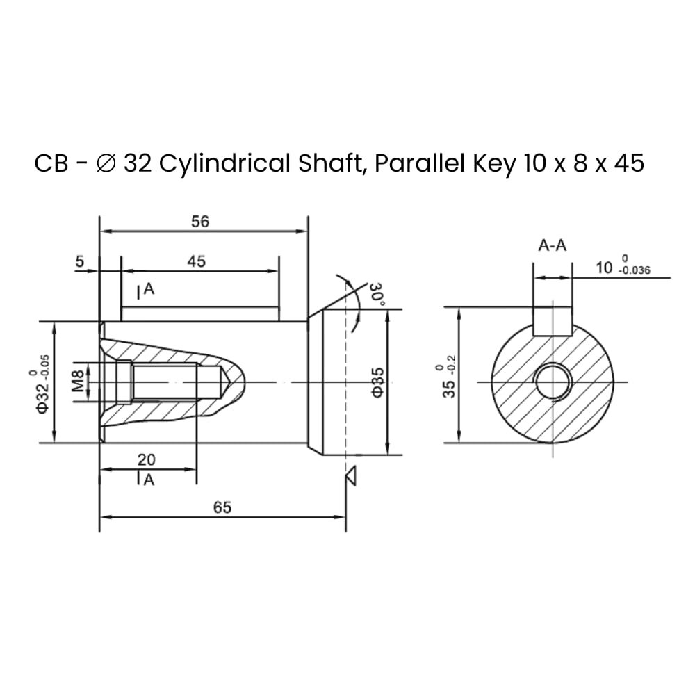 Hydraulikmotor 80,5 cc/rev 32 mm Parallelschaft, 2-Loch-Halterung, Hochdruckdichtung