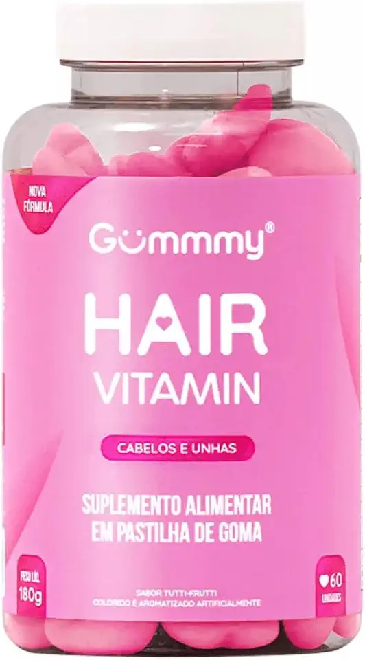 Gummy Hair original com 60 gomas Hair skin nails cabelos pele e unhas crescimento e força