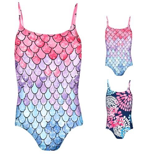 dellyy baddräkt flicka sjöjungfru, flicka baddräkt i ett stycke, badmode justerbara axelband baddräkt snabbtorkande 3–10 år, Sjöjungfru, 116