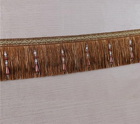 Garniture à franges, dentelle pour rideau, 1 mètre de garniture à pompon perlé, franges tressées, ruban de tissu, couture, rideau, nappe, accessoires de décoration pour la maison (couleur : rouge) (