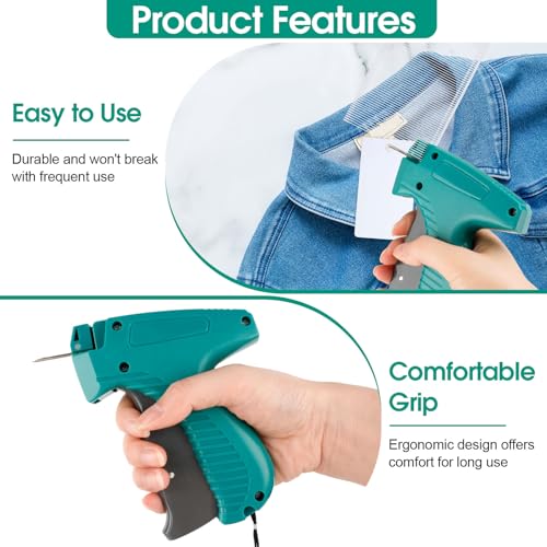 Price Tag Gun for Clothes, Retail Clothing Attacher Tagging Gun, Green | No Stitch Gun, 1008 Pcs Fasteners, Eva Bag for Easy Storage, Ergonomic Design, Not Easily Stuck, Garment Retailers Yard Sale