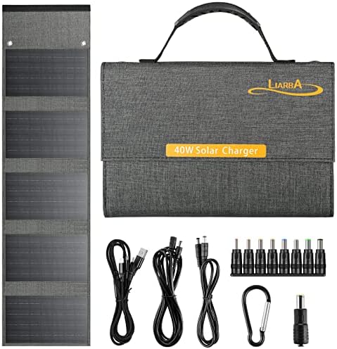 Liarba 40W Professional Solar Panel Charger,Foldable ,Portable Solar Panel with USB QC3.0/DC Port for Compatible with Power Station,Cell Phone, Outdoor Camping Van Rv Trip
