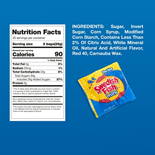 Swedish Fish Mini Gummy Candy, Individual Pouches Fun Size, 50 Count Pack #TOP6