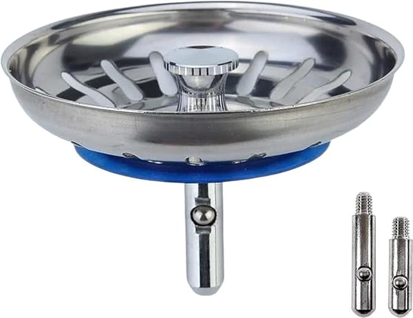 MINISMUS Bouchon Évier Cuisine Filtre avec Goupille Réglable - Universel Cuisine Bouchon Évier, Panier Crépine Pop-Up, Inoxydable, Compatible Lave-Vaisselle (80mm) - 1