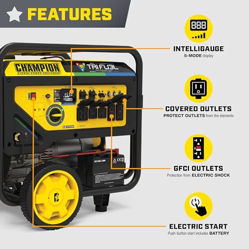 Image of Champion 16,875-Watt Electric Start Tri Fuel Home Backup Portable Generator