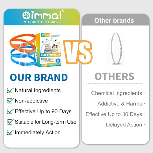 Anti-Floh- und Anti-Zecken-Halsband für Katzen, 4 Stück gegen Larven und Eier – beseitigt und tötet – schützt das Tier und den Lebensraum, effektiver Schutz für 24 Monate, verstellbar und wasserdicht