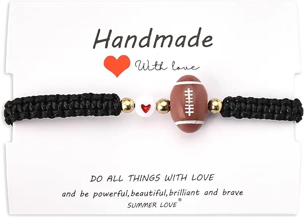 ShiQiao Spl Volleyball Tennis Football Bracelet Gifts for Men Women Boys Girls Basketball Rugby Soccer Baseball Bracelets Christmas Gift